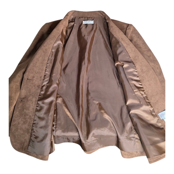 Vintage Lilli Ann Ultrasuede Brown Blazer Jacket 70s 80s Retro Adolph Schuman - Picture 5 of 7